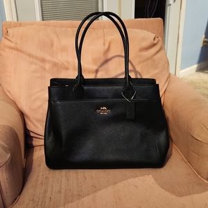 Black Crossgrain Leather Casey Tote